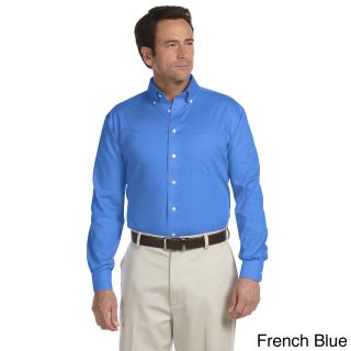 Chestnut Hill Mens Executive Performance Pinpoint Oxford Long sleeve Shirt Blue Size XL