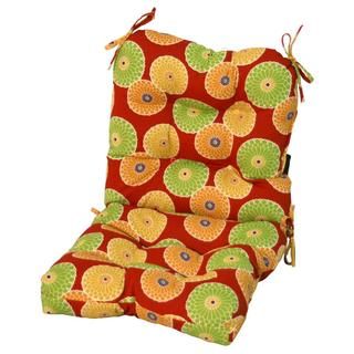 Outdoor Flowers On Red Seat/ Back Chair Cushion