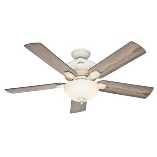 Hunter Matheston 52 in Cottage White Outdoor Downrod or Flush Mount Ceiling Fan with Light Kit