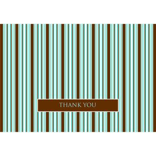 Brown/ Blue Stripes Thank You Note Cards