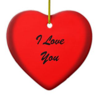 I Love You Red Heart Outlined In Dark Red Christmas Ornament
