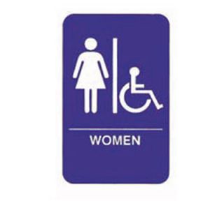 Tablecraft 6 x 9 in Sign, Women / Accessible w/ Handicapped Symbol, Braille