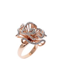 Rose Gold & Diamond Flower Ring by KC Designs