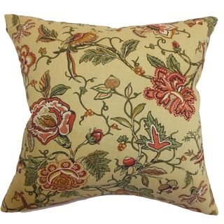 Pillow Collection Inc Rewa Vintage Floral Down Filled Throw Pillow Green Size 18 x 18