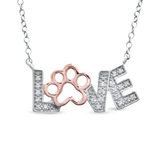 ASPCA® Tender Voices™ Diamond Accent LOVE Paw Necklace in