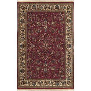 Hand knotted Caitlyn Burgundy Semi worsted New Zealand Wool Traditional Oriental Rug (36 X 56)