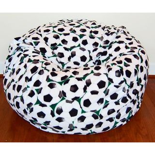 Ahh Products Soccer Anti pill Fleece Washable Bean Bag Chair Black Size Large