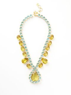 Lemon Quartz & Blue Topaz Necklace by Bounkit