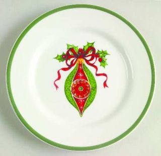 Christopher Radko Holiday Celebrations (Green Trim) Canape Plate, Fine China Din