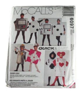Mccall's 6097 Sewing Pattern Adult Costumes Game Kids Size Adult One Size Clothing