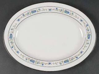 Noritake Norma 11 Oval Serving Platter, Fine China Dinnerware   Blue Flower W/R