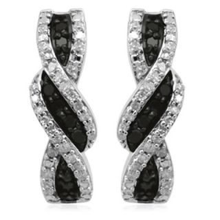 CT. T.W. Enhanced Black and White Diamond Twisting Ribbon Earrings