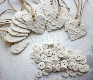 handmade porcelain heart wedding favour by hodgepodgearts