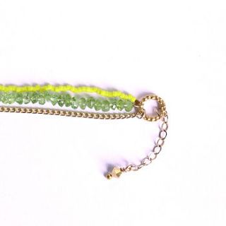 peridot, miyuki bead and chain bracelet by aimee