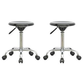 Corliving Adjustable Glossy Black Office Stool (pack Of 2)