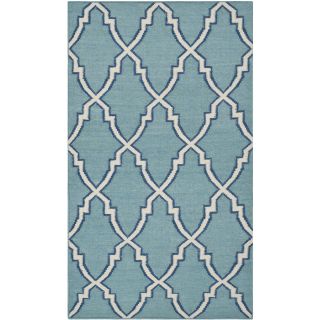 Safavieh Handwoven Moroccan Dhurrie Light Blue Geometric Wool Rug (3 X 5)