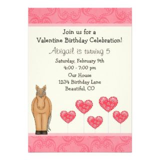 Horse Valentine Birthday Invitation for Girls