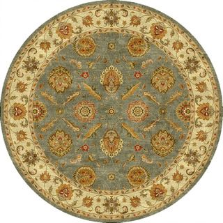 Hand tufted Traditional Oriental Pattern Green Rug (8 Round)