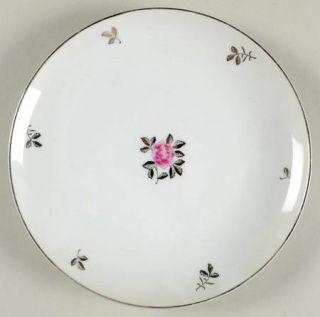 Fukagawa Silver Rose Salad Plate, Fine China Dinnerware   Pink Rose, Silver Leav