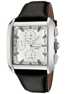 Seiko SNA771P2  Watches,Mens Square Chronograph Quartz Black Leather Strap with White Dial, Chronograph Seiko Quartz Watches