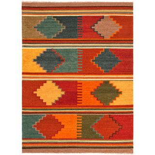 Handmade Flatweave Tribal Pattern Multi colored Wool Rug (4 X 6)