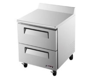 Turbo Air 1 Section Worktop Freezer w/ 2 Drawers, 7 cu ft, Rear Mount