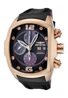 Invicta 0514  Watches,Mens Lupah Automatic Chronograph White Diamond Black Leather, Chronograph Invicta Automatic Watches