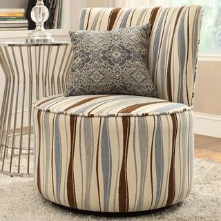 Inspire Q Damen Vertical Wavy Stripe Round Swivel Chair