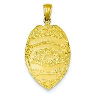 14K Yellow Gold Police Badge Charm Cop Pendant Jewelry Clasp Style Charms Jewelry