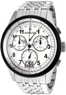 Invicta 10751  Watches,Mens Vintage Chronograph White Dial Stainless Steel, Chronograph Invicta Quartz Watches