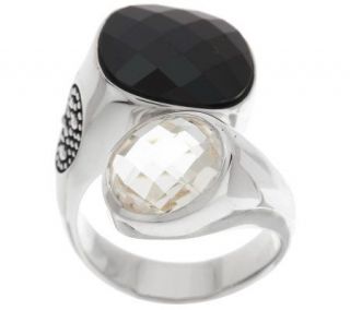 Michael Dawkins Sterling Black Spinel & Rock Crystal Bypass Ring —