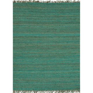 Handmade Flat Weave Solid Pattern Blue Rug (2 X 3)