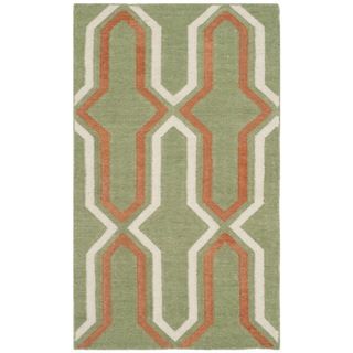 Safavieh Hand woven Moroccan Dhurries Green/ Rust Wool Rug (26 X 4)