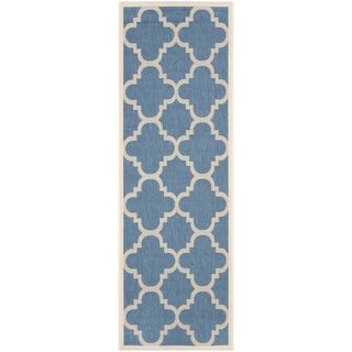 Safavieh Indoor/ Outdoor Courtyard Trellis pattern Blue/ Beige Rug (23 X 8)