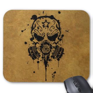 Splatter Sugar Skull with Gas Mask Mouse Pad