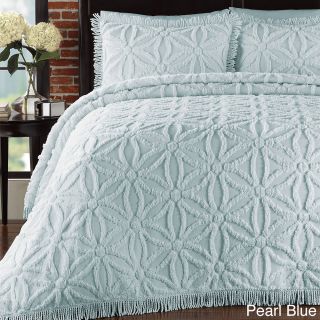 Lamont Home Arianna Chenille 3 piece Bedspread Set Blue Size Twin