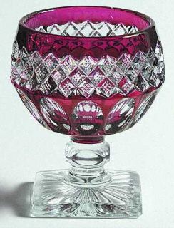 Westmoreland Waterford Ruby Bowl Low Sherbet   Stem #1932, Ruby On Crystal