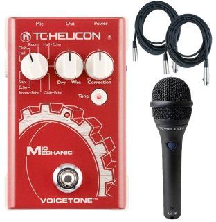 TC Helicon Mic Mechanic Vocal Effects Pedal w/TC Helicon MP 75 Microhpone and 2 FREE (20') XLR Cables Musical Instruments
