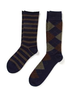 Argyle And Mini Stripe Socks (2 Pack) by ilux