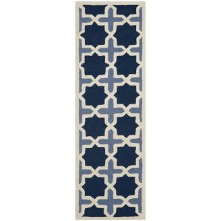 Safavieh Handmade Moroccan Cambridge Collection Light Blue/ Ivory Wool Rug (26 X 10)