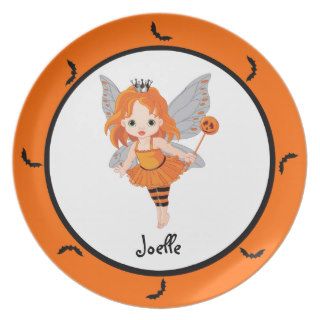 Halloween Orange Witch Fairy Kids Plate
