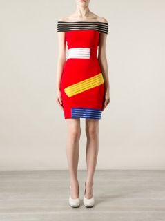 Christopher Kane Contrast Striped Off shoulder Dress   Eraldo