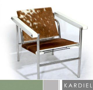 Kardiel Le Corbusier Style LC1 Basculant Sling Chair, Brown & White Cowhide Leather   Armchairs