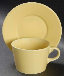 Arabia of Finland Teema Yellow Flat Cup & Saucer Set, Fine China Dinnerware   So