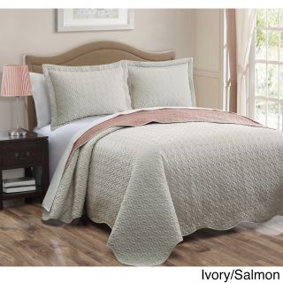 Private Label Dayton 3 piece Polyester Reversible Quilt Set Ivory Size Queen