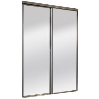 ReliaBilt Brushed Nickel Mirrored Sliding Door (Common 80.5 in x 60 in; Actual 80 in x 60 in)