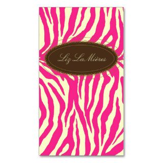 Stylish zebra print, hot pink + chocolate business card template