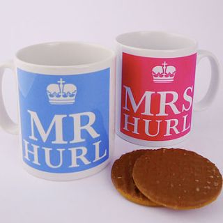 mr & mrs mugs by tailored chocolates and gifts