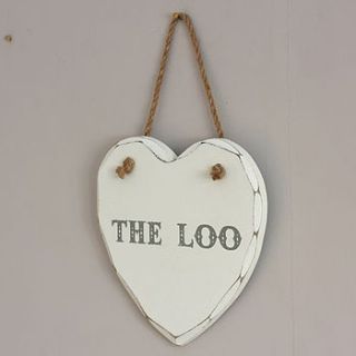 the loo hanging heart door sign by lisa angel homeware and gifts