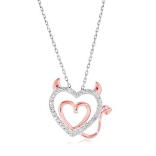 Diamond Accent Devil Double Heart Pendant in Sterling Silver and 18K